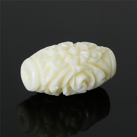 20 PCs Doreen Box Created Coral Spacer Beads Barrel  Cream Color Flower Carved  Bead For DIY Jewelry Making 16mm x 9mm,Hole:2mm ► Photo 1/3