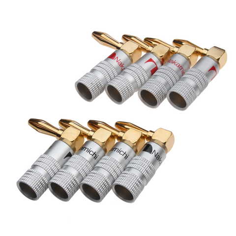 4PCS Nakamichi Banana Plug Right Angle 90 Degree 4mm Gold-Plated Video Speaker Adapter Audio Connector Banana Connectors ► Photo 1/6