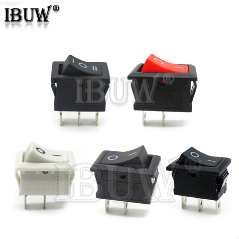 10Pcs Push Button Switch 10x15mm 2Pin 3pin 3A 250V KCD11 Snap-in On Off Boat Rocker Switch 10MM*15MM Black Red White SPST ► Photo 1/6