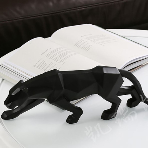 Panther Statue Animal Figurine Abstract Geometric Style Resin Leopard Sculpture Home Office Desktop Decoration Gift ► Photo 1/1