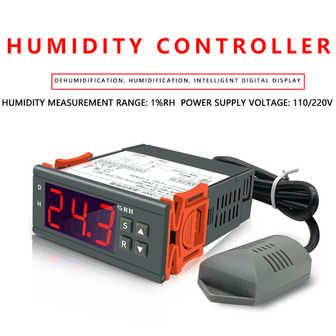 Mini Digital Humidity Controller 1% ~ 99% RH 220V 10A Hygrometer Controller with Humidity Sensor PU Delay Protection Function ► Photo 1/6