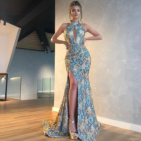 Eightree Gorgeous Sequined Mermaid Prom Dresses Split Pageant Dress Prom Gowns Celebrity Evening Dress Formal vestido de festa ► Photo 1/1