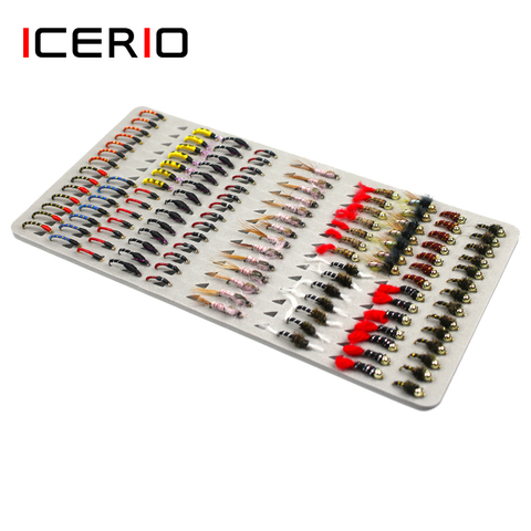 ICERIO 126PCS/Set Portable Boxed Bead Head Nymph Scud Midge Fly Fishing Flies for Fly Trout Fishing Lures Baits ► Photo 1/1