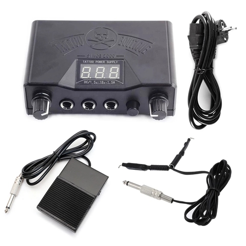 1pcs Tattoo Kits Professional Tattoo Power Supply Digital LCD Tattoo Foot Pedal Switch Tattoo Clip Cords With  Cord Plug ► Photo 1/6