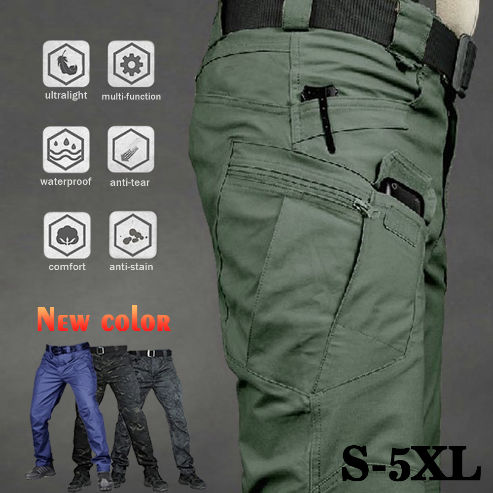 SportsX Mens Comfort Multi-Pockets Straight Oversized Tactical Combat Pants