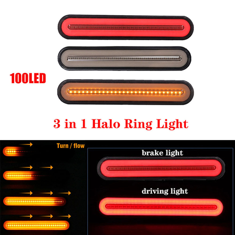 100 LED Trailer Truck Brake Light Waterproof Neon 3 in 1 Halo Ring Tail Brake Stop Light Flowing Turn Signal Light Lamp 12V 24V ► Photo 1/6
