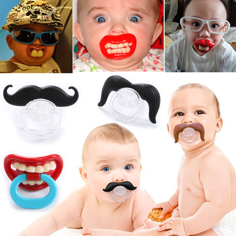 Baby Funny Dummy Silicone Prank Mustache Pacifier Teeth Children Soother Nipple 