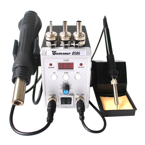 2in1 Soldering Iron Hot Air Heat Gun Desoldering Rework Station Digital  Display