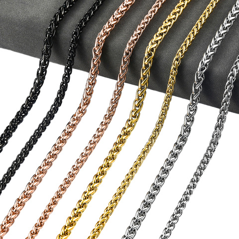 Men's Stainless Steel Necklace Fashion Basket Chain Many Colors Material Braided Titanium Steel Women Jewelry Christmas Gifts ► Photo 1/6