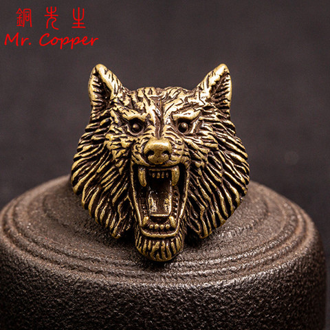Pure Brass Wolf Head Decorative Buckle Retro Fashion Wallet Rivet Button DIY Leather Bag Backpack Belt Screw Buckles Accessories ► Photo 1/6