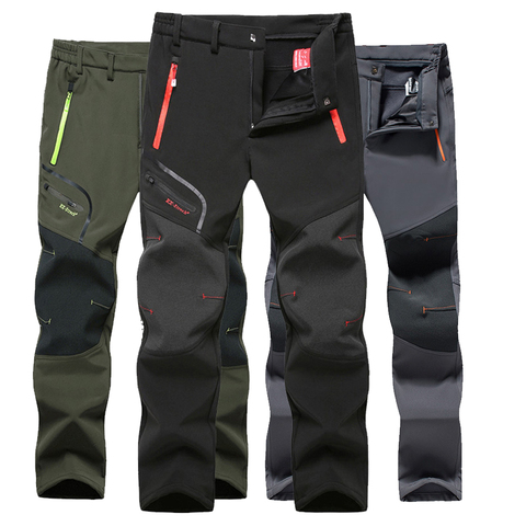 Tactical Waterproof Hiking Pants Men Breathable Stretch Softshell Fleece Lined Pants Outdoors Sport Autumn Winter Trekking Pants ► Photo 1/6