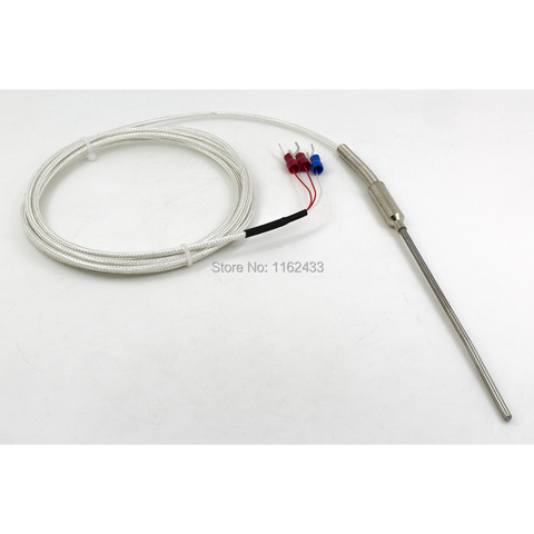 FTARP08 PT100 type 2m PTFE silver plated copper cable 100mm 316L stainless steel flexible probe RTD temperature sensor ► Photo 1/4