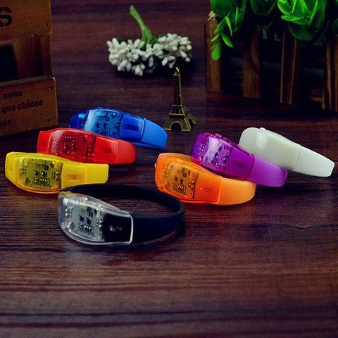 Silicone  Sound Controlled LED Light Up Bracelet Activated Glow Flash Bangle Wristband For Festival Party Christmas ► Photo 1/6