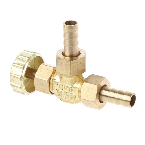 Elbow Brass Needle Valve 8mm Propane Butane Gas Adjuster Barbed Spigots 1 Mpa ► Photo 1/6