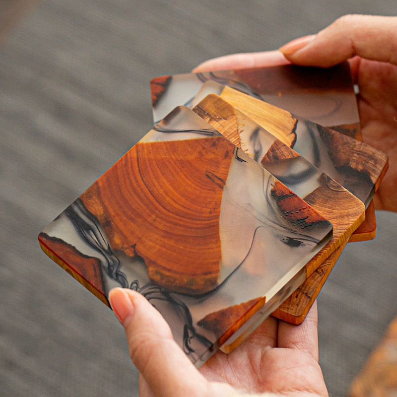 Wooden Resin Coasters Epoxy Resin and Wood Coasters for Drinks Creative  Drink Coasters for Coffee Table Home Kitchen Decoration - AliExpress