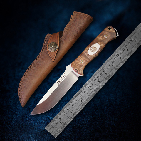 TUREN-A2 Steel Hunting Knife Full Tang Fixed Blade Knife with Sheath Camping Survival Knives Outdoor Tools ► Photo 1/6