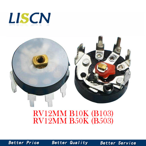 5PCS Straight Angle Radio Potentiometer RV12MM B10K B103 B50K B503 Power Amplifier Volume Potentiometer With Switch 12mm ► Photo 1/1