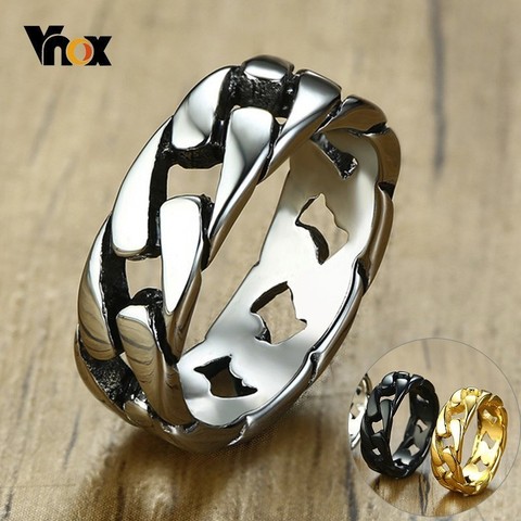 Vnox Stylish Fixed Link Chain Ring for Men High Quality Stainless Steel Male Bands Unique Gift for Him ► Photo 1/6