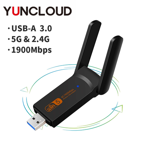 1900Mbps USB WiFi Adapter Dongle Wireless Network Card Dual Band 5GHz & 2.4GHz with High Gain Antennas for PC Windows Mac OS ► Photo 1/6