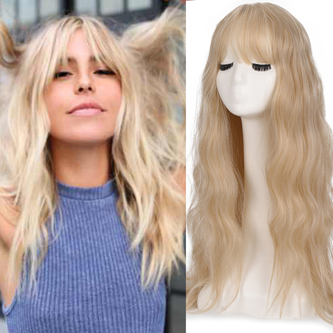 SHANGKE Blonde Long Wavy Womens Wig Synthetic Wigs with Bangs Heat Resistant Cosplay Wig for Women African American ► Photo 1/6