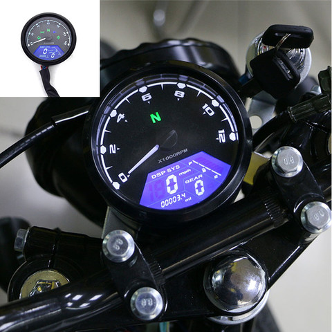 Universal Motorcycle LCD Digital Odometer Tachometer Speedometer Waterproof Gauge Multi-function for Cafe Racer 2 - 4 Cylinders ► Photo 1/6