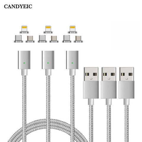 CANDYEIC Magnetic USB Cable For iPhone 11 SE Fast Data Charging Cable For Xiaomi Redmi Honor Andriod Magnet Cables Micro Type-C ► Photo 1/6