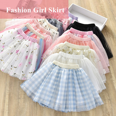 1-6Y Cute Mesh Baby Girl Skirt tutu Children Flower Dot Plaid Skirts Kids Pink faldas e girl aesthetic Soft Girl Skirt mini New ► Photo 1/6