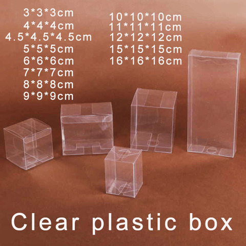 4x4x4cm 5x5x5cm 6x6x6cm PVC Gift Box Clear Square Plastic Packaging Box Transparent Wedding Box For Candy Cupcake Macaron 10pcs ► Photo 1/6