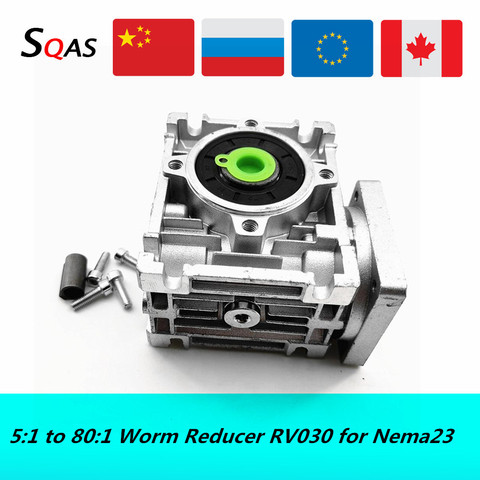 EU warehouse 5:1 to 80:1 Worm Reducer RV030 Worm Gearbox Speed Reducer With Shaft Sleeve Adaptor for 8mm shaft Nema 23 Motor ► Photo 1/3