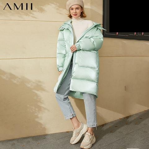 Amii Minimalism Winter Coat Women Fashion 90%White Duck Down Women's Jacket Causal Solid Hooded Coat Women Down Coat 12040619 ► Photo 1/6