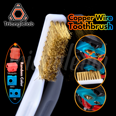 trianglelab Copper Wire Toothbrush Copper Brush Silicone socks gift Handle 3D printer nozzle cleaning Hot bed cleaning 3D print ► Photo 1/5