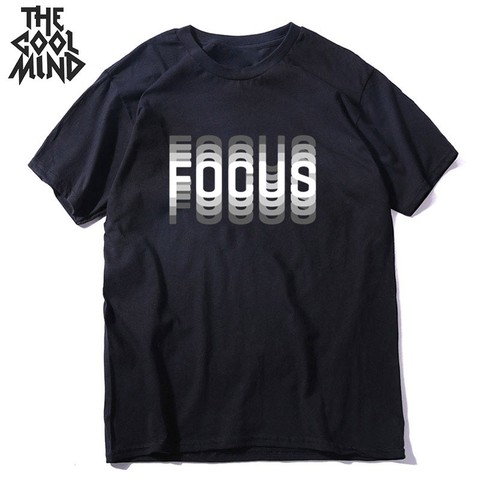 COOLMIND 100% cotton summer loose focus print men T shirt casual loose o-neck men Tee shirt short sleeve t-shirt male tee shirts ► Photo 1/6