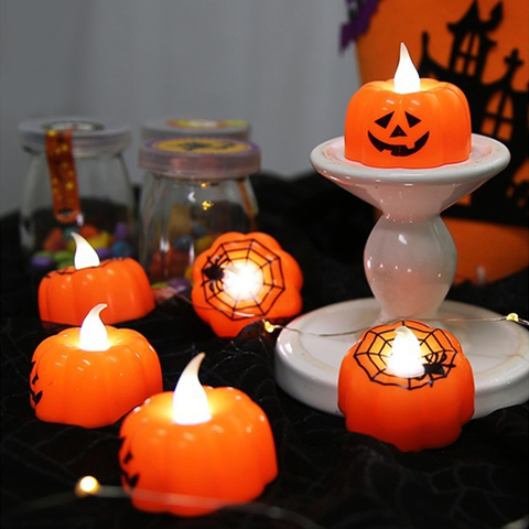 12pcs Pumpkin Candle Lights, Tea Light Bar Table Lamp