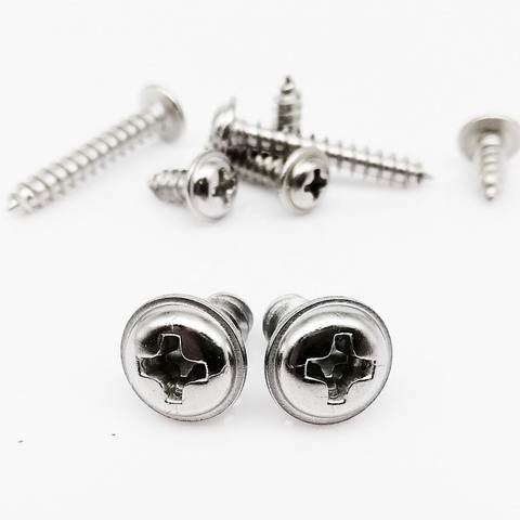 50X M1.4 M1.7 M2 M2.6 M3 M3.5 M4 304 Stainless Steel Cross Phillips Round Head With Washer Padded Collar Self-tapping Wood Screw ► Photo 1/6