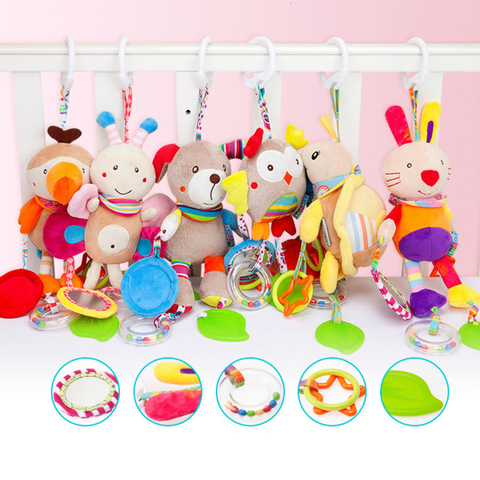 Cute Newborn Soft Plush Crib Stroller Baby Toys 0-12 Months Bed Stroller Cartoon Animal Hanging Rattle Doll Educational Toy Gift ► Photo 1/6