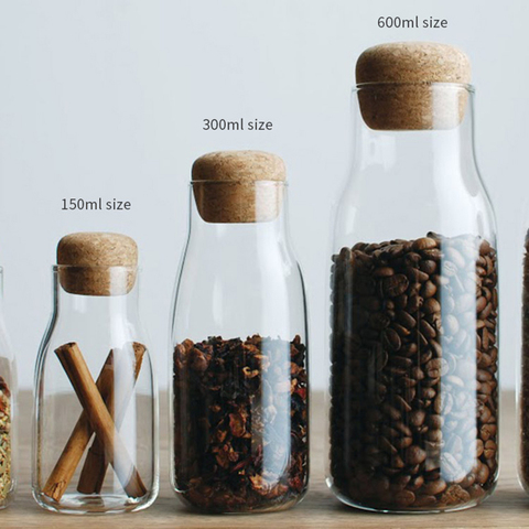 Glass seal jar transparent  coffee storage jar cork household glass tea Kitchen jar Glass sealed tank glass food storage jars ► Photo 1/6