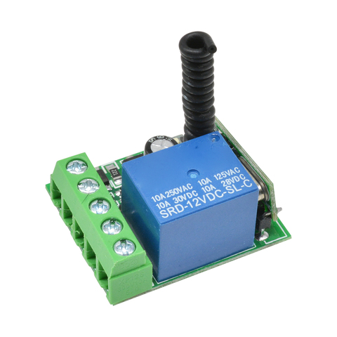433MHz DC 12V 220V 10A 1 Channel Wireless RF Remote Control Board Transmitter Receiver Relay Switch Module ► Photo 1/6