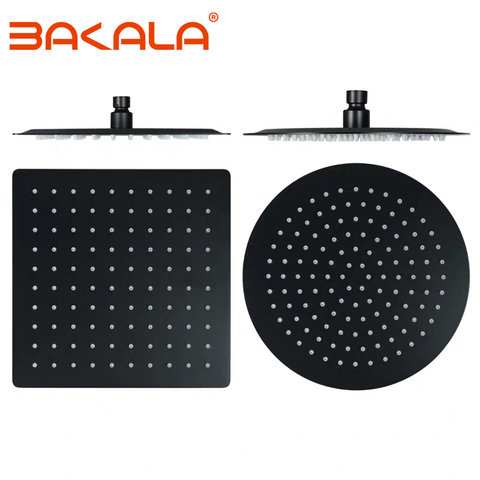 BAKALA Black Rainfall Shower Head Bathroom 8/10/12/16