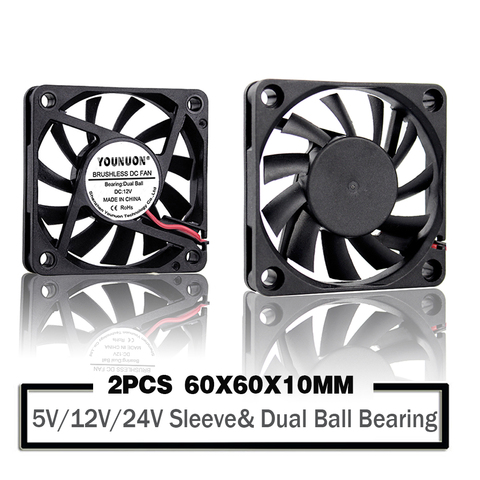 2 Pieces 5V 12V 24V 60mm 6010 DC  Fan 60x60x10mm 6cm Cooling Cooler Fan Computer PC CPU Case Cooling Ball Bearing Fan ► Photo 1/6