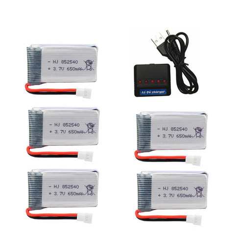 3.7V 650mAh Lipo Battery+3.7v charger For SYMA X5C X5C-1 X5 H5C X5SW X6SW H9D H5C Drone 852540 3.7V Lipo Rechargeable Battery ► Photo 1/6