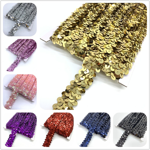 2yards 20mm Elastic Sequins Ribbon Lace Trim Sequin Sewing Fabric For Dress Clothes Headdress Bridal Wedding DIY Accessories ► Photo 1/6