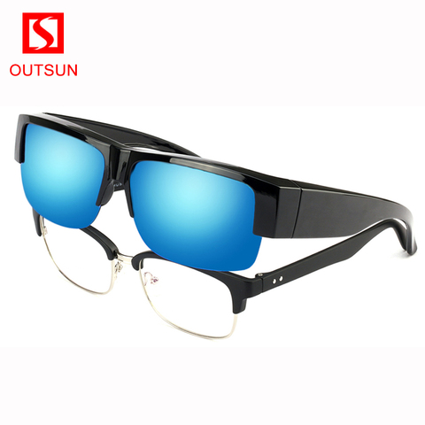 OUTSUN 2022 Fashion Semi-Rimless Fit Over Glasses For Men and Women Wear Over the Glasses Sunglasses UV400 Myopia Eyewear OS147 ► Photo 1/6