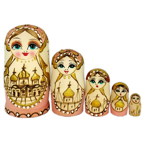 5 Layers Nesting Dolls Wood Painted Russian Doll Matryoshka Toy Home Decor Kid Gift ► Photo 1/4