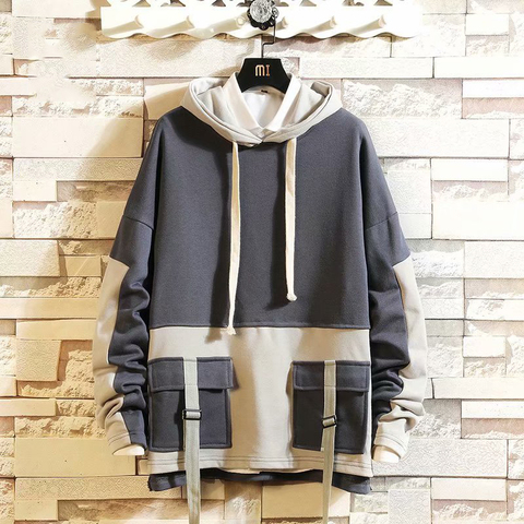 New Men's Hoodies Kpop Style Streetwear Pockets Sweatshirts Men Casual Harajuku Men clothing pullover Loose Hoodies Men 2022 ► Photo 1/5