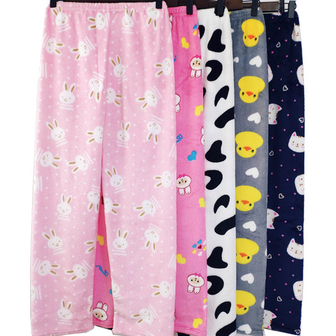 Coral Fleece Pajama Pants, Women's Loose Comfy Home Pajamas