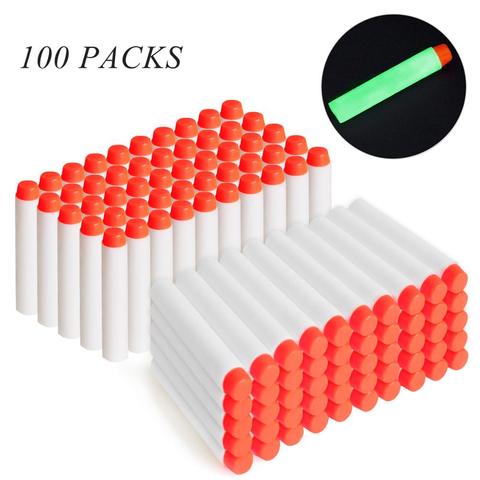 100pcs For Nerf Bullets EVA 7.2cm White Luminous Soft Bullet Hollow Hole Head for Nerf Toy Gun Accessories for Nerf Blasters ► Photo 1/6
