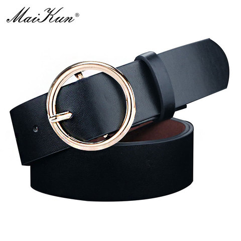 Maikun Belts for Women Circle Pin Buckle Belt High Quality Fashion Female Leather Belt for Jeans ► Photo 1/6