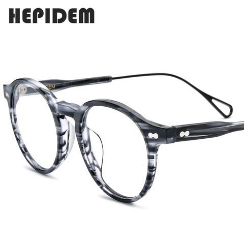 HEPIDEM Acetate Optical Eye Glasses Frame for Women Retro Vintage Round Eyeglasses Men Nerd Prescription Spectacles Eyewear 9121 ► Photo 1/6