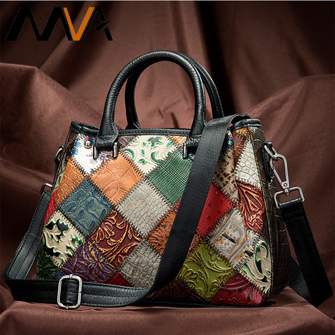 MVA Bag Women's Genuine Leather Handbags Women's Crossbody Bag Patchwork Women Shoulder Bags Female Leather Woman Messenger Bags ► Photo 1/6