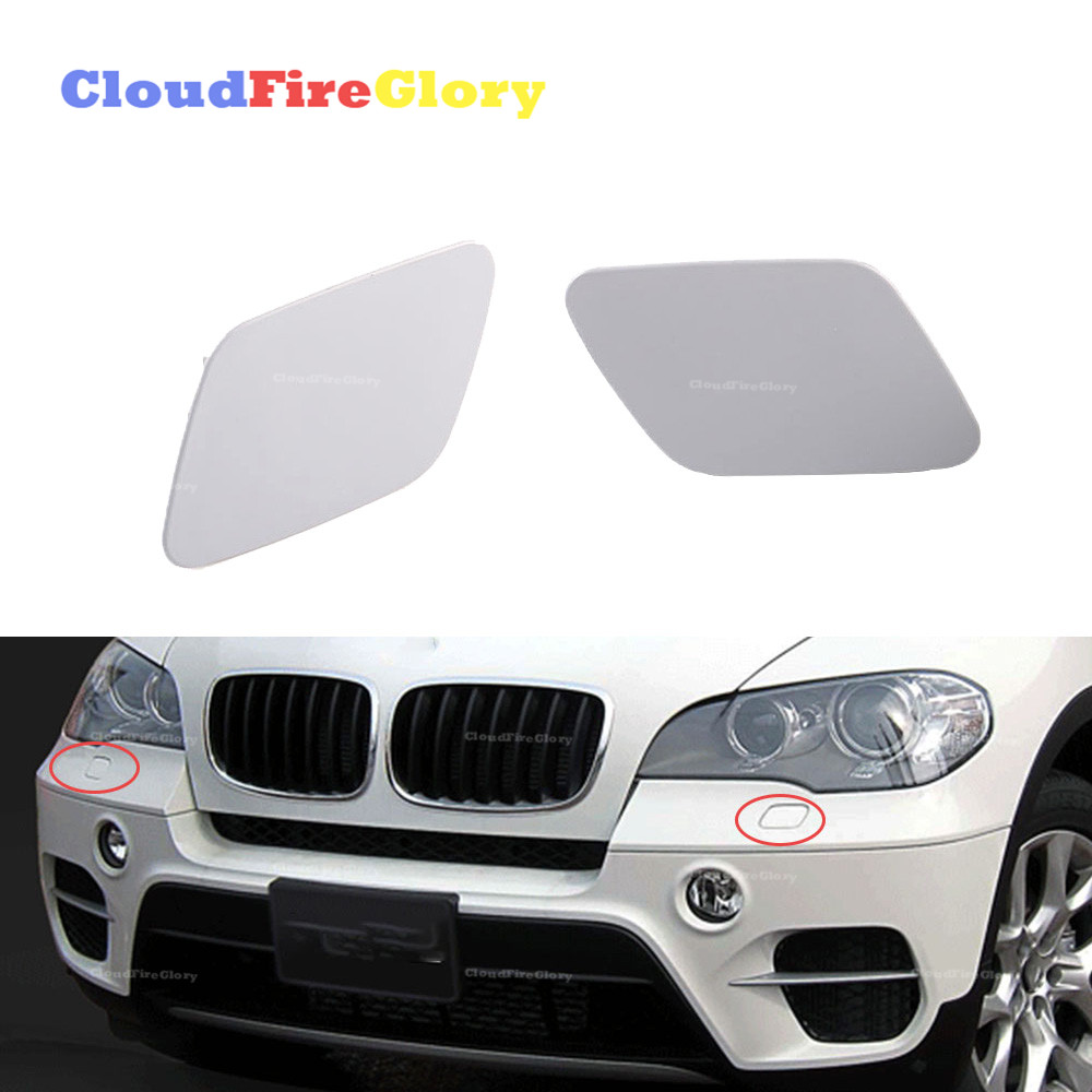 1 Pair Left Right Bumper Headlight Washer Spray Cover Cap Jet For BMW X5 E70